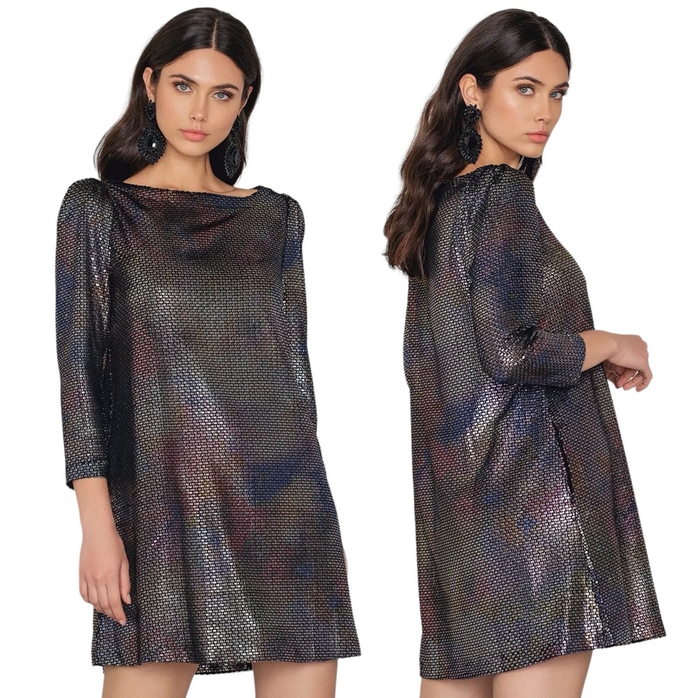Free People Diamonds Are Forever Metallic Oil Slick Mermaid Mini Dress
